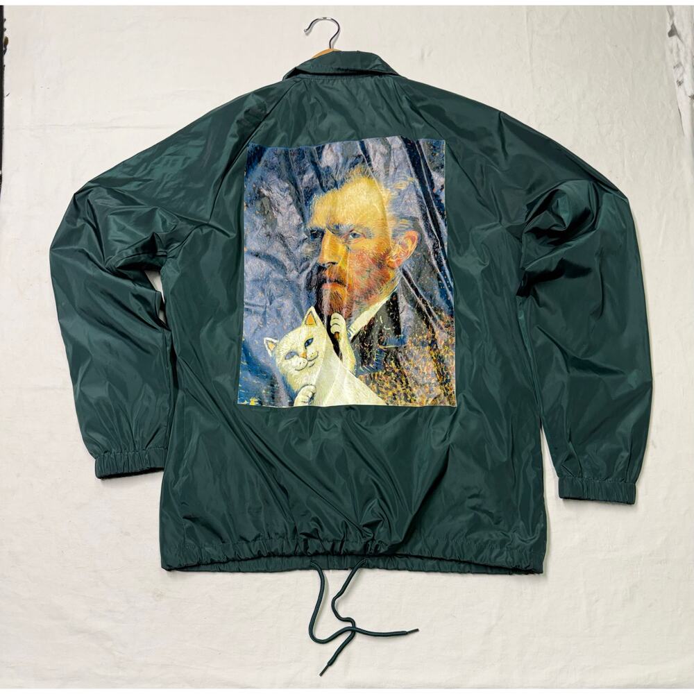 RIPNDIP Men’s Van Nermal Cat Van Gogh Coach Jacket small Windbreaker  Streetwear